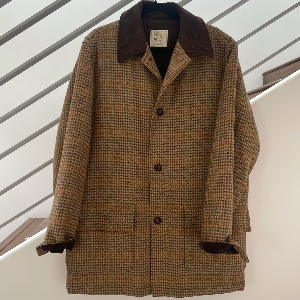 Vintage Brooks Brothers Wool Houndstooth Car Coat